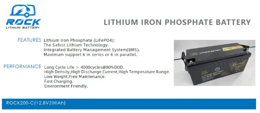 Picture of Rock 12V 200Ah Lithium Battery with communication support 6 in series and 6 in parallel