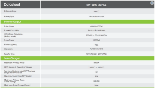 Picture of SPF 6000 ES Plus Off-Grid Storage Inverter